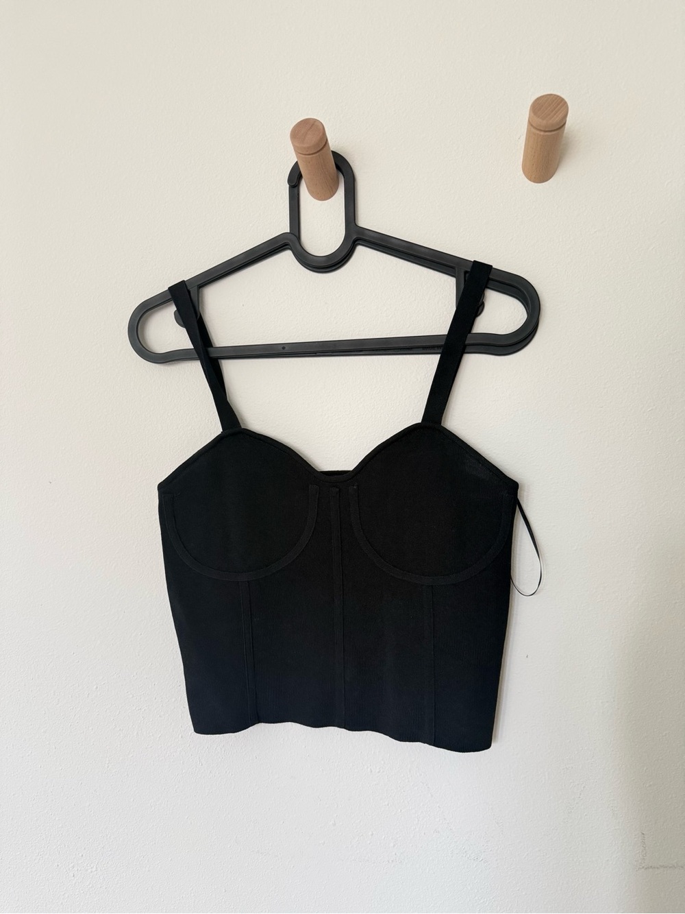 Mango Black Bustier Crop Top with Structured Cups